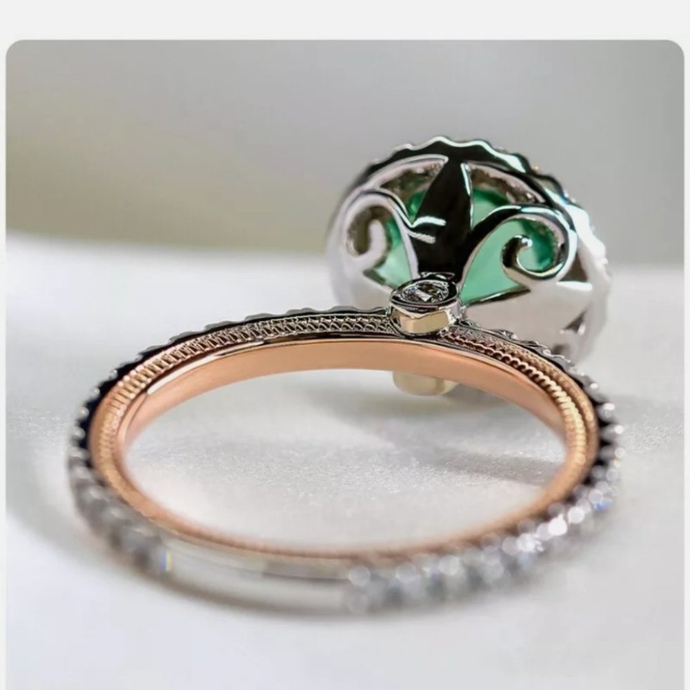 ☆☆New two tone s925 simulated emerald women Ring♡ - Picture 2 of 5